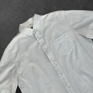 Rag & Bone Textured‎ Short Sleeve Shirt Light Blue University Striped Medium